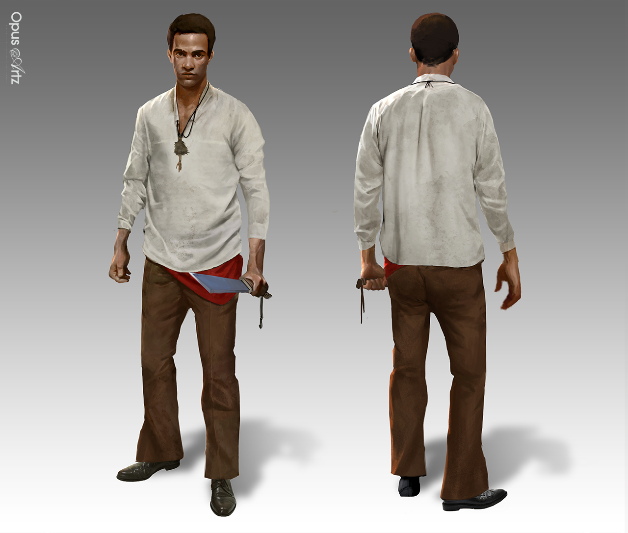 Male character design holding a blade for Mafia III